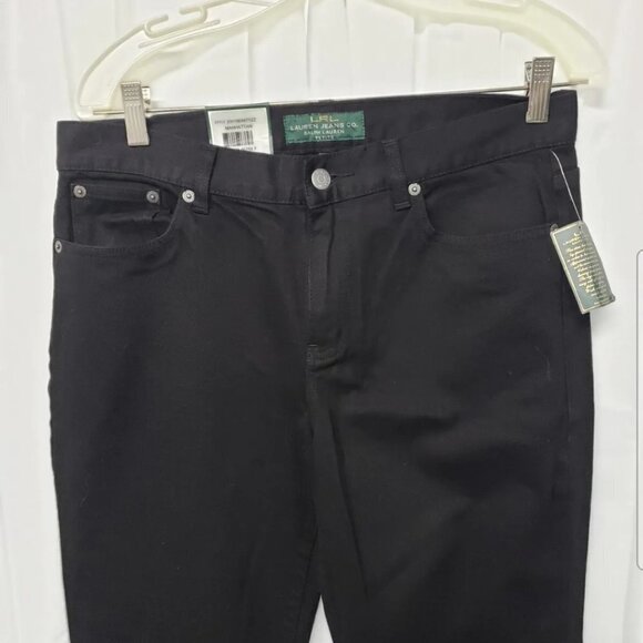 NWT Lauren Ralph Lauren Manhattan Black Classic Straight Leg Jean Size 10P - Picture 2 of 12